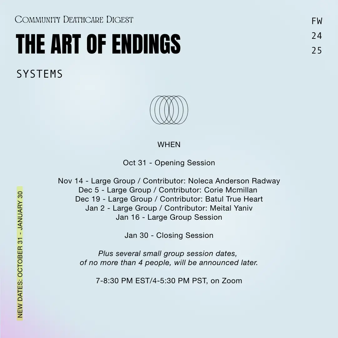 The Art of Endings Schedule